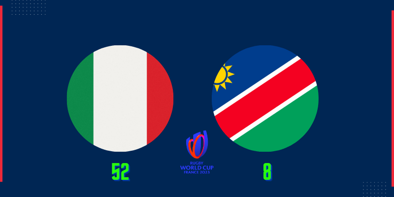 Italy beat Nambia 52-8 in their opening match of Pool A