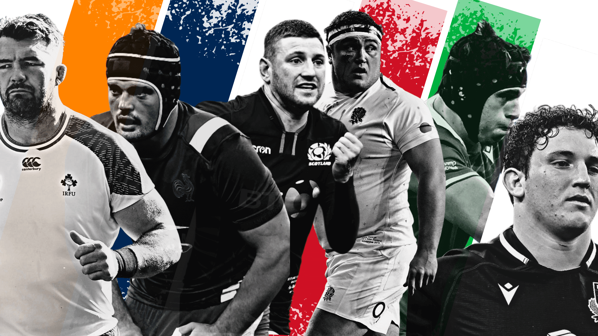 All Six Nations 2024 captains incl. Peter O’Mahony, France captain, Grégory Alldritt, Michele Lamaro, Jamie George, Rory Darge/Finn Russell and Dafydd Jenkins